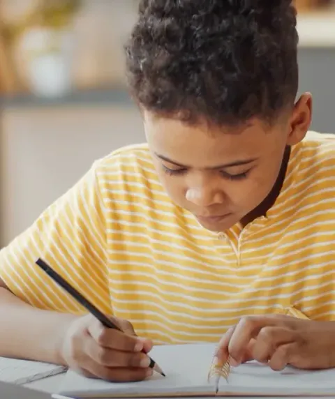 A home-schooled student learning with a tutor